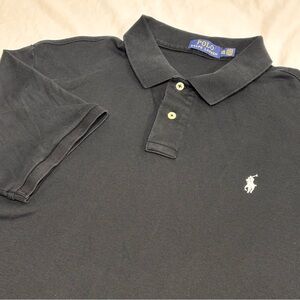 Ralph Lauren Polo Shirt Mens XXL Black White Pony Pima Soft Touch Preppy Casual